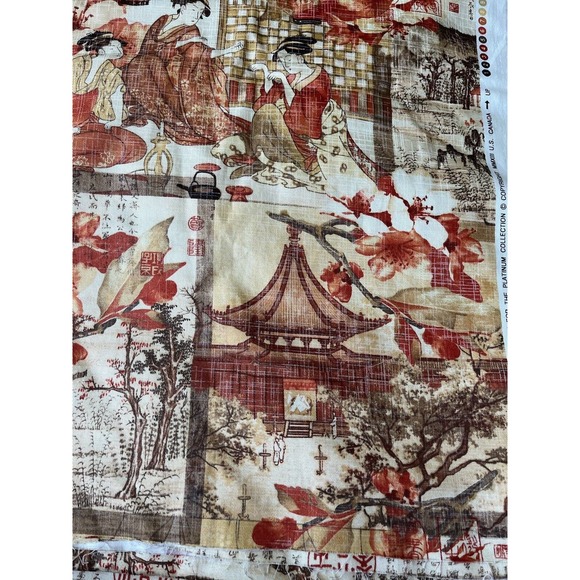 Platinum Collection Asian Geishas Art Fabric Upholstery Drapery Richloom 3 Yrds - Picture 9 of 11